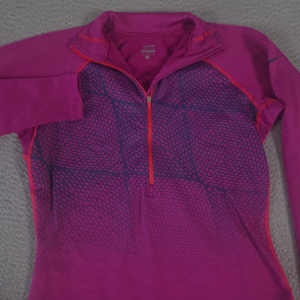 Nike Top Womens L Pro Element Sweatshirt Geometric Pattern Thumbhole Pullover‎